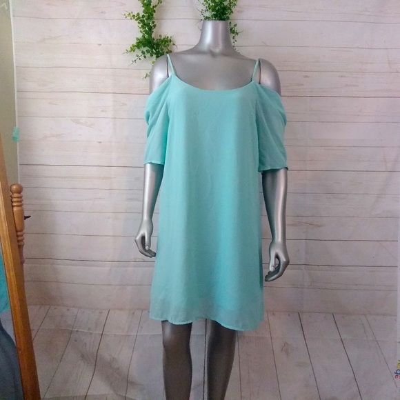 angelady Tops - Angelady Blue Cold Shoulder Tank Tunic Med
